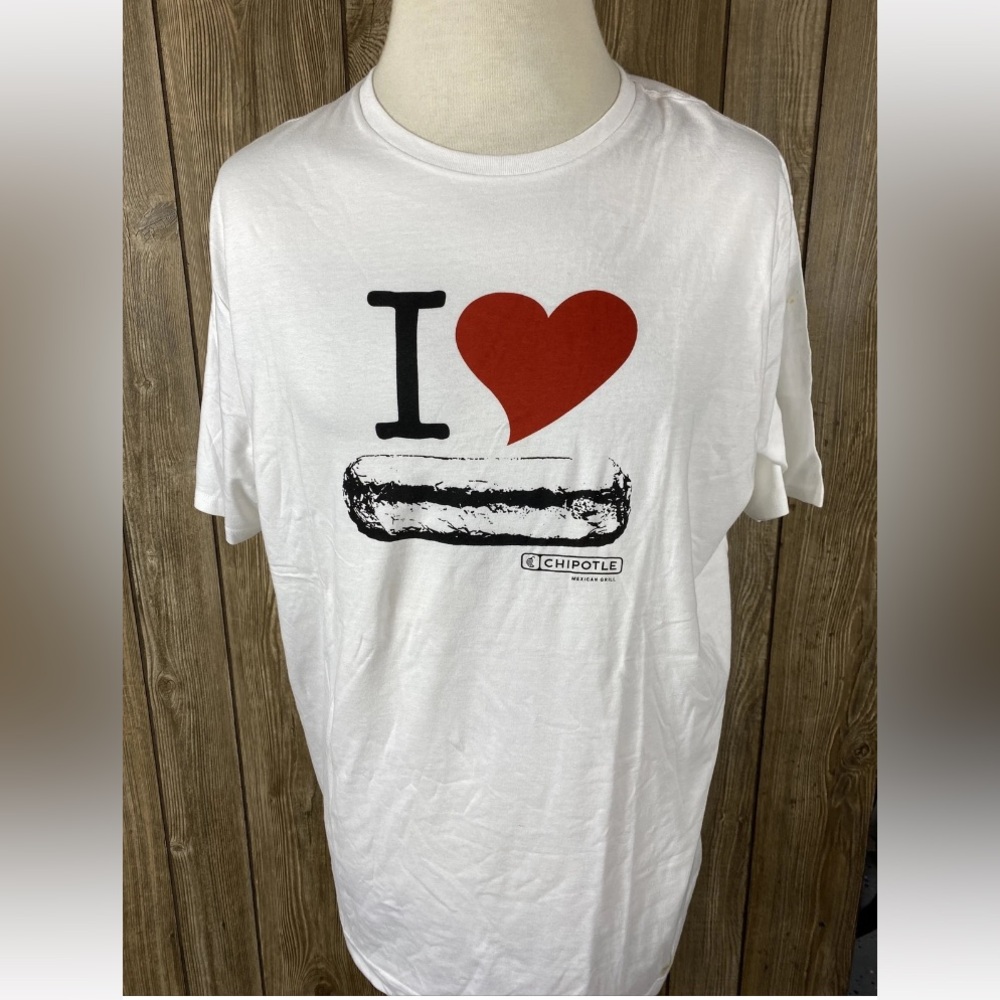 NWT Chipotle I Love Burrito White T-Shirt